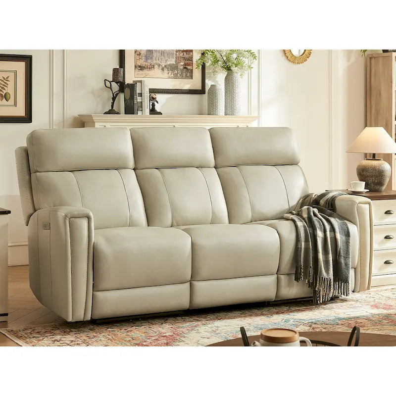 81.5 Genuine Leather Zero Gravity Power Recliner Sofa with Power Headrest, USB&USB-C Port