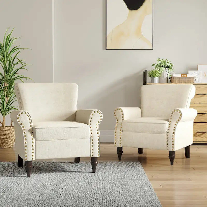 Fauteuil de salon avec finition cloutée - 29.9W x 29.9H x 32.9D