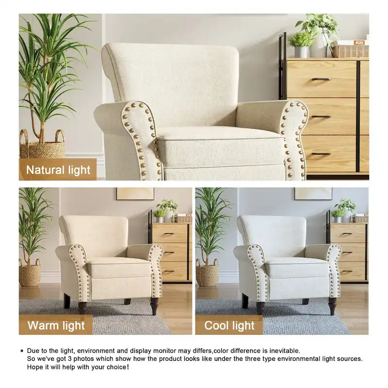 Fauteuil de salon avec finition cloutée - 29.9W x 29.9H x 32.9D
