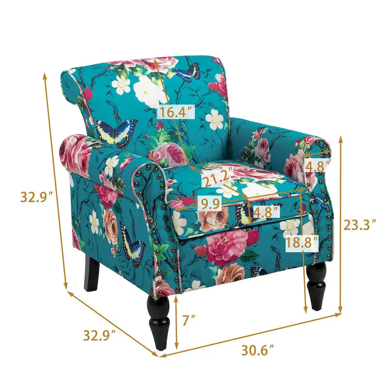 Fauteuil de salon avec finition cloutée - 29.9W x 29.9H x 32.9D