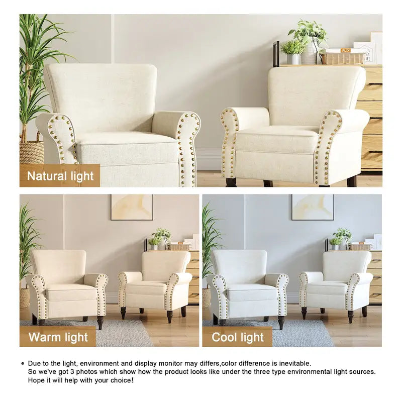 Fauteuil de salon avec finition cloutée - 29.9W x 29.9H x 32.9D