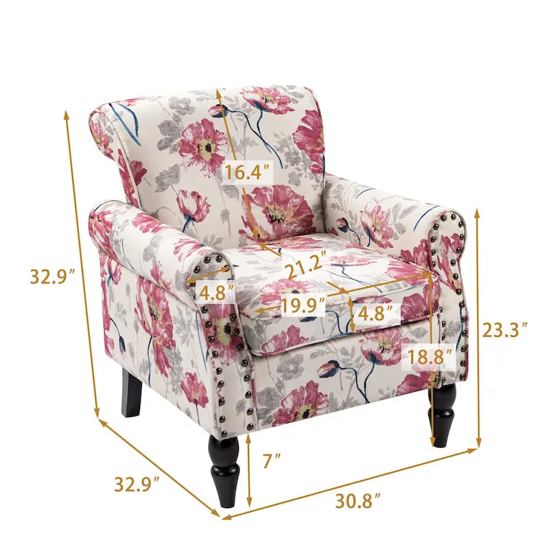 Fauteuil de salon avec finition cloutée - 29.9W x 29.9H x 32.9D