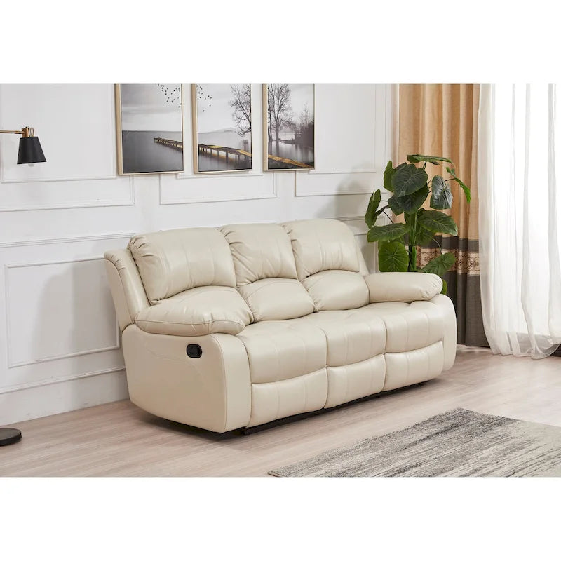 Betsy Furniture Bonded Leather Manual Rclining 3-seat Sofa Couch 8018