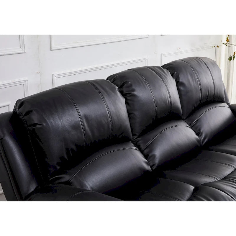 Bonded Leather Manual Rclining 3-seat Sofa Couch 8018