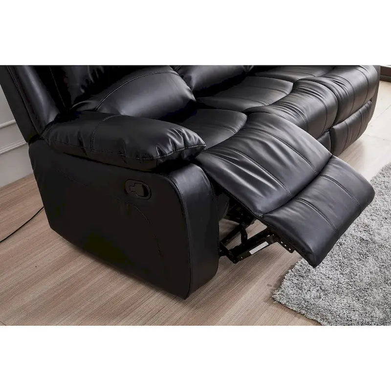 Bonded Leather Manual Rclining 3-seat Sofa Couch 8018