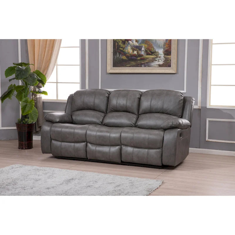 Bonded Leather Manual Rclining 3-seat Sofa Couch 8018
