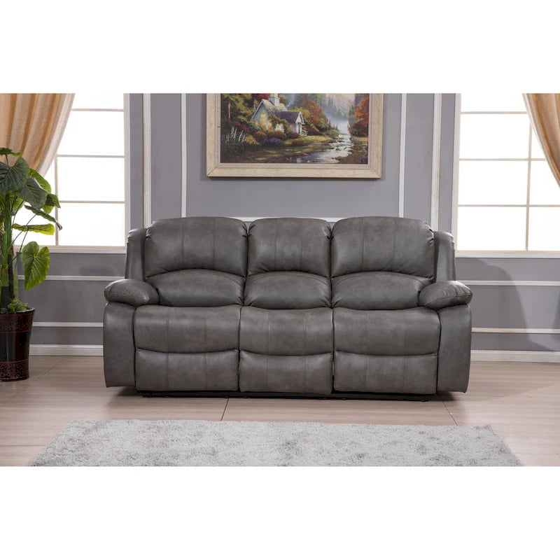 Bonded Leather Manual Rclining 3-seat Sofa Couch 8018