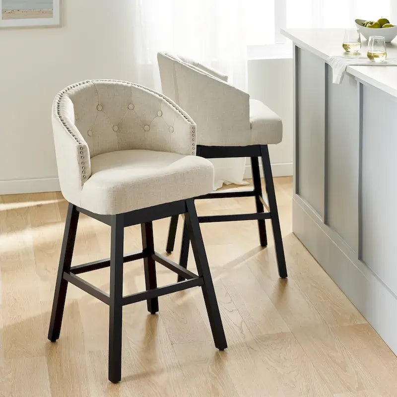 Beige Swivel Bar Stools (Set of 2)