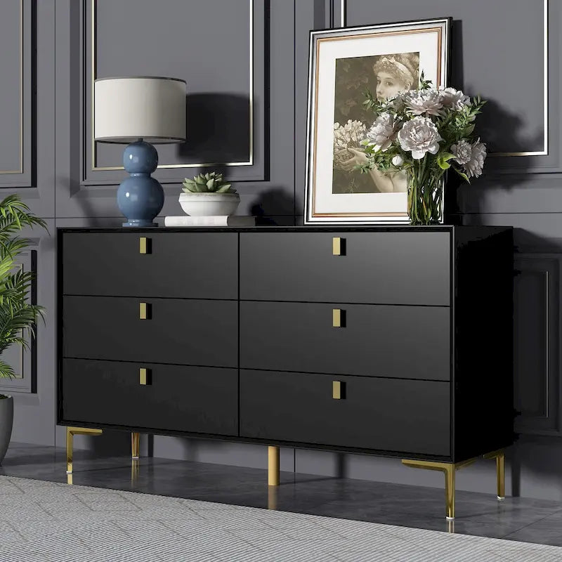 6 Drawers Storage Dresser Mid Century Chest of Drawer Sideboard