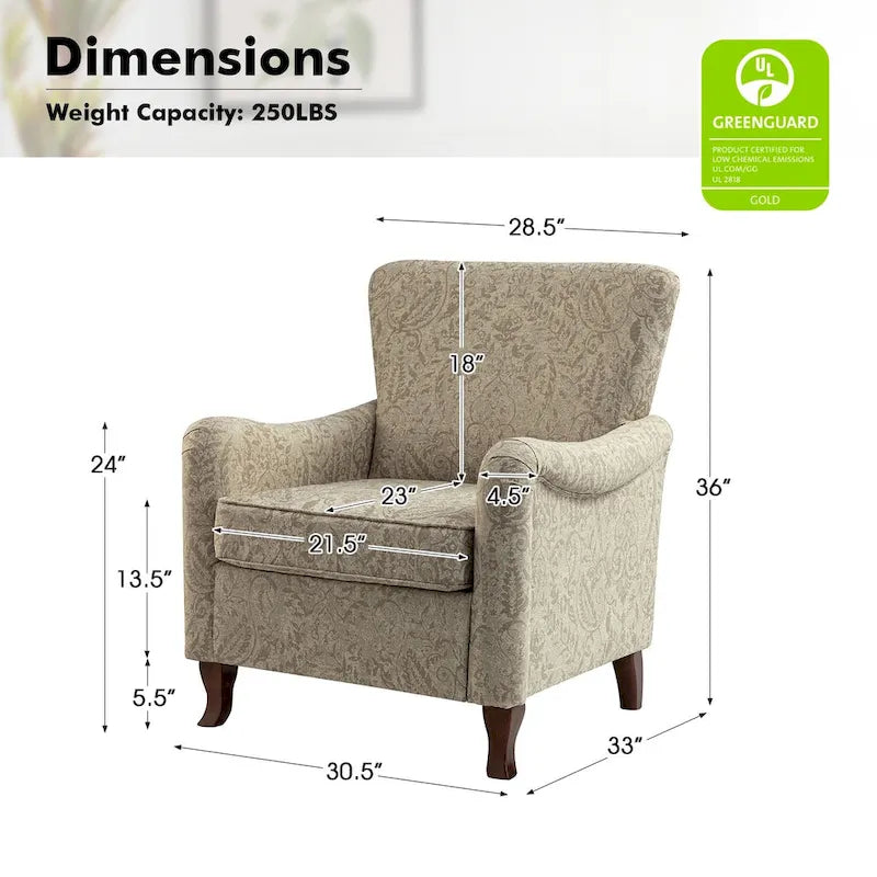 Fauteuil rembourré à motifs floraux modernes, design à oreilles