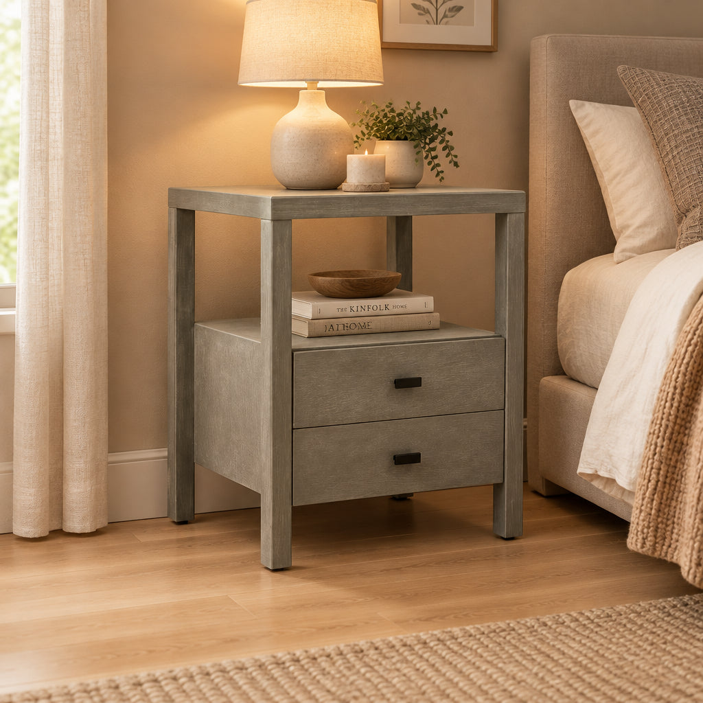 Painted Solid Acacia Wood Storage End Table by East at Main