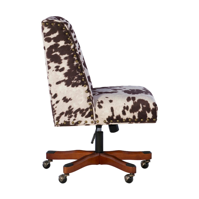 Brown & White Cow Print Plush Office Chair