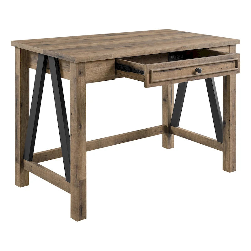 Writing Desk with Drawer in Salvage Oak