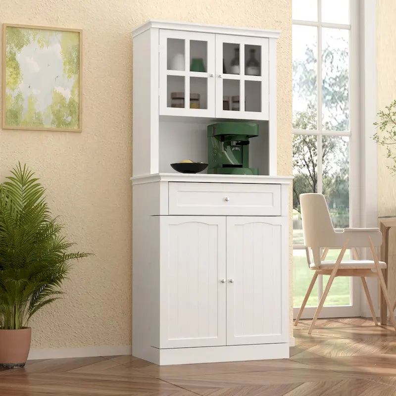 Hoher Küchenschrank mit großem offenem Fach für eine Mikrowelle - 30W x 69.3H