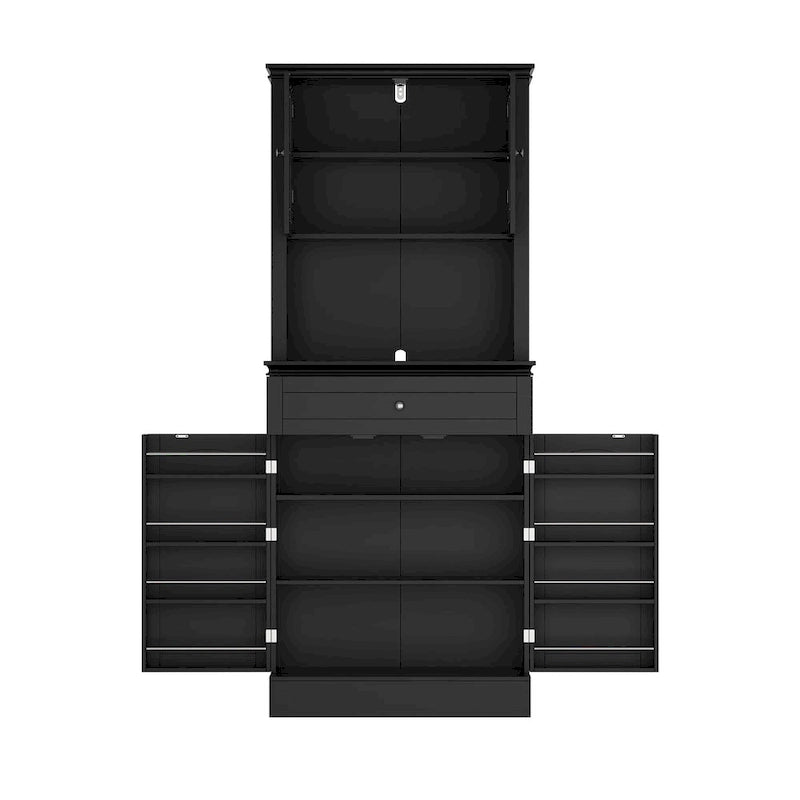 Hoher Küchenschrank mit großem offenem Fach für eine Mikrowelle - 30W x 69.3H