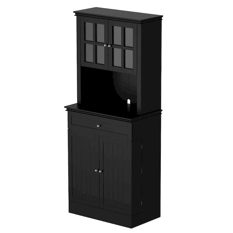 Hoher Küchenschrank mit großem offenem Fach für eine Mikrowelle - 30W x 69.3H