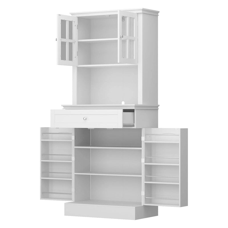 Hoher Küchenschrank mit großem offenem Fach für eine Mikrowelle - 30W x 69.3H