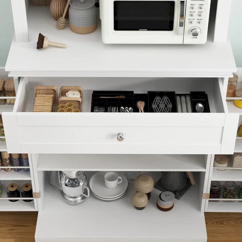 Hoher Küchenschrank mit großem offenem Fach für eine Mikrowelle - 30W x 69.3H