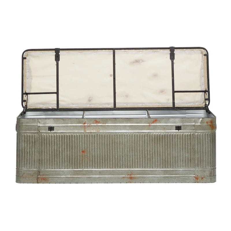 18-inch Grey Metal Fabric Bench