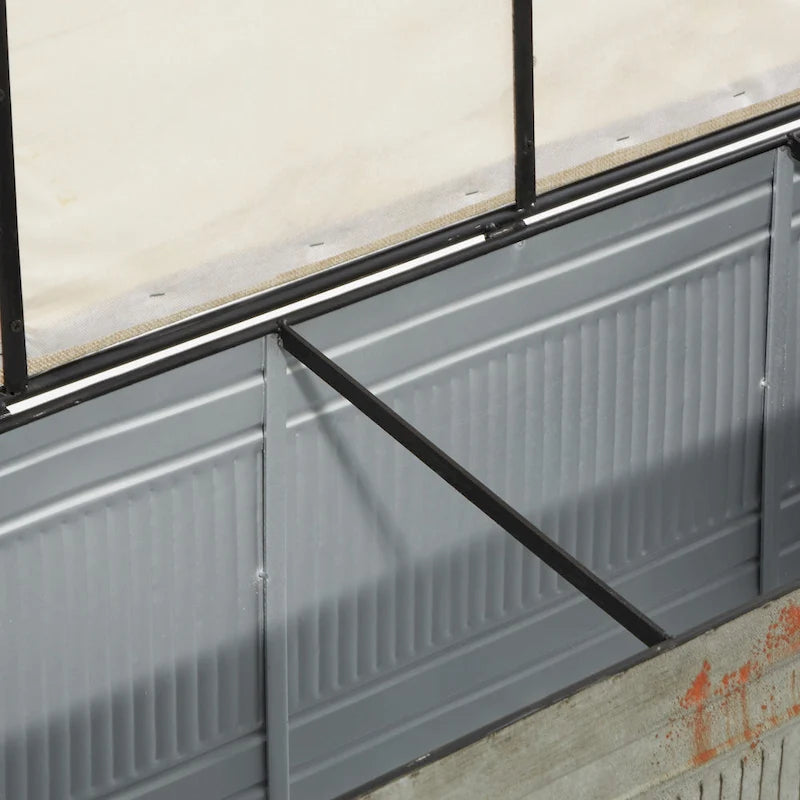 18-inch Grey Metal Fabric Bench