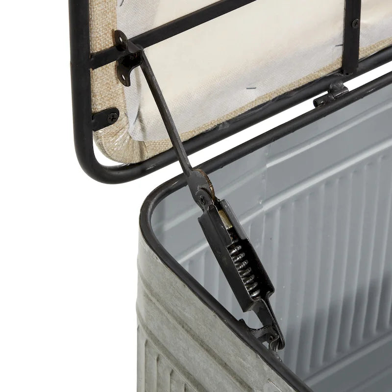 18-inch Grey Metal Fabric Bench