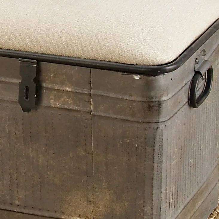 18-inch Grey Metal Fabric Bench
