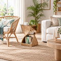 Pelleas Modern Bohemian Natural Brown Seagrass and Wood End Table
