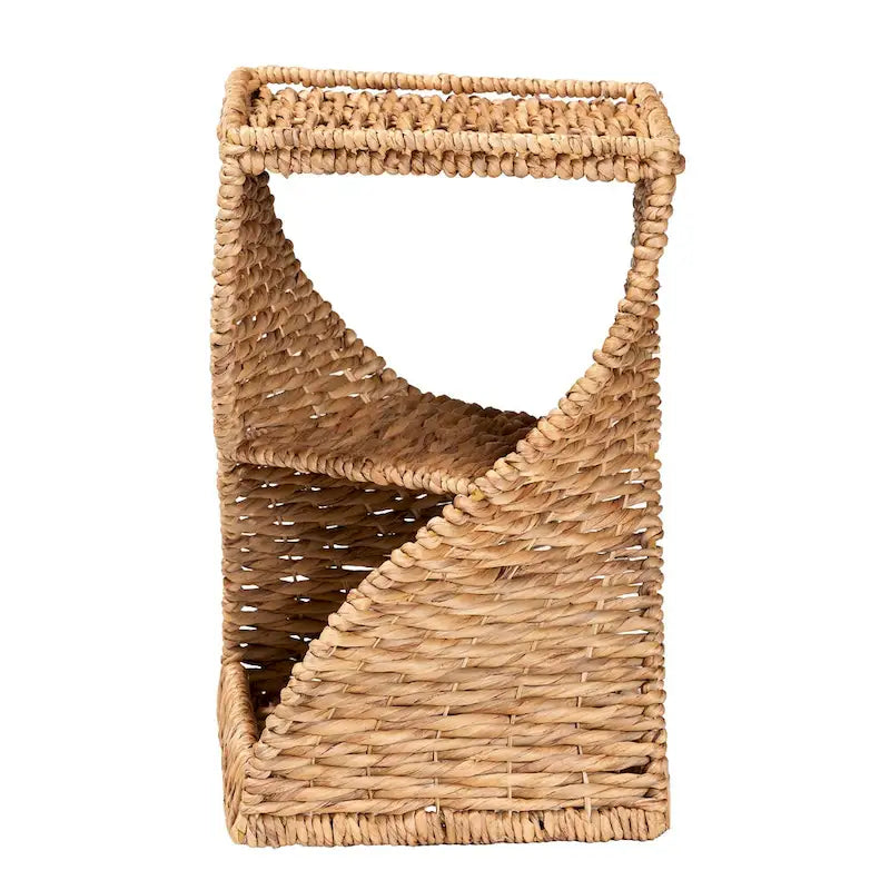 Modern Bohemian Natural Brown Seagrass and Wood End Table