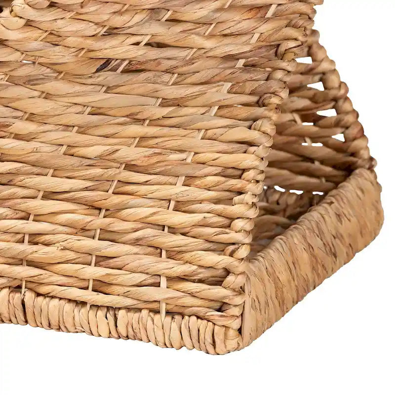 Modern Bohemian Natural Brown Seagrass and Wood End Table