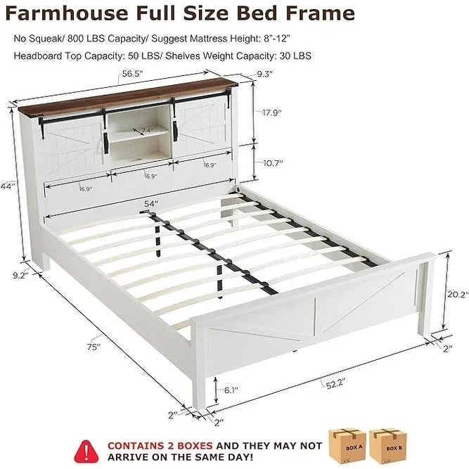 Farmhouse-style full-size bed frame