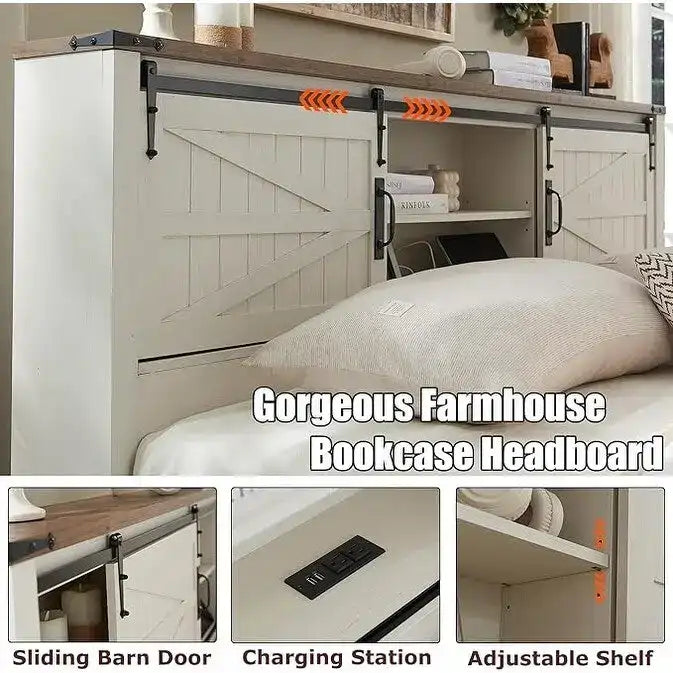 Farmhouse-style full-size bed frame