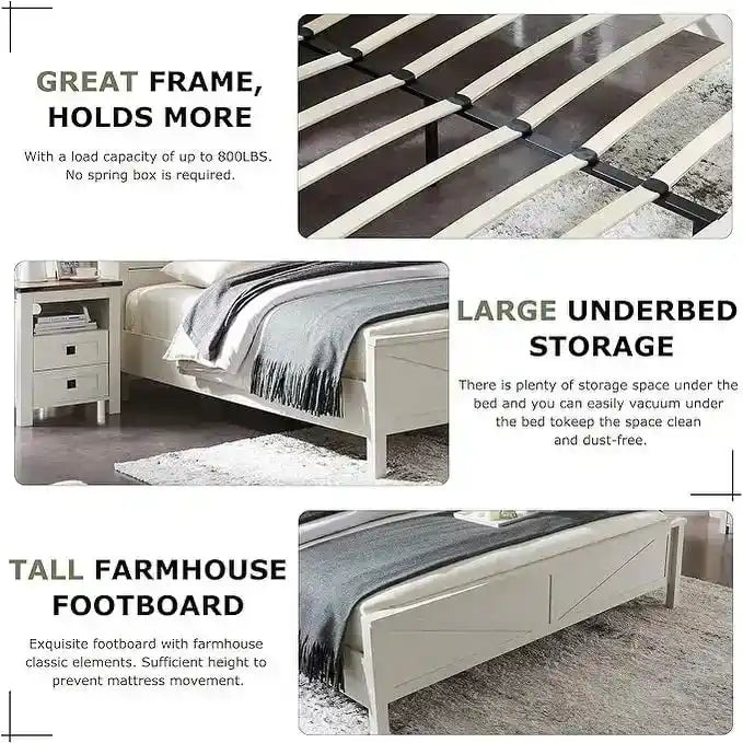 Farmhouse-style full-size bed frame