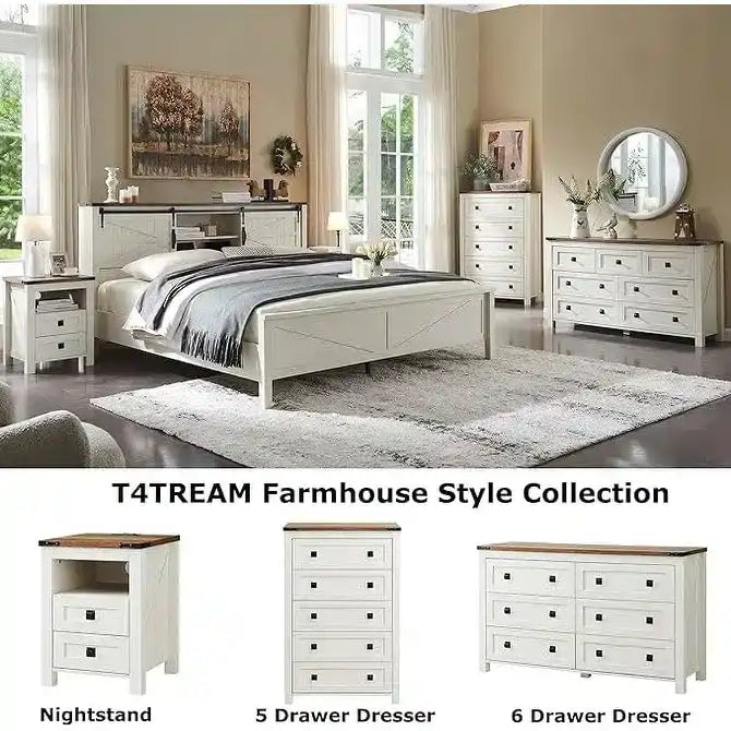 Farmhouse-style full-size bed frame