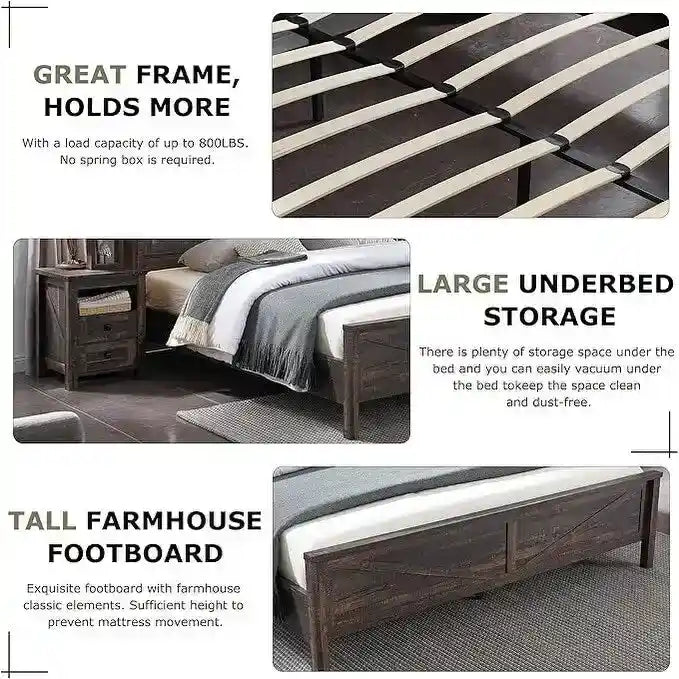 Farmhouse-style full-size bed frame