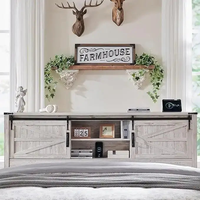 Farmhouse-style full-size bed frame