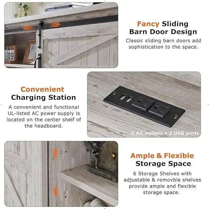 Farmhouse-style full-size bed frame