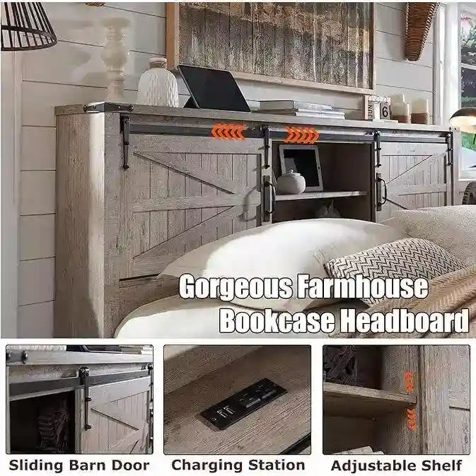 Farmhouse-style full-size bed frame