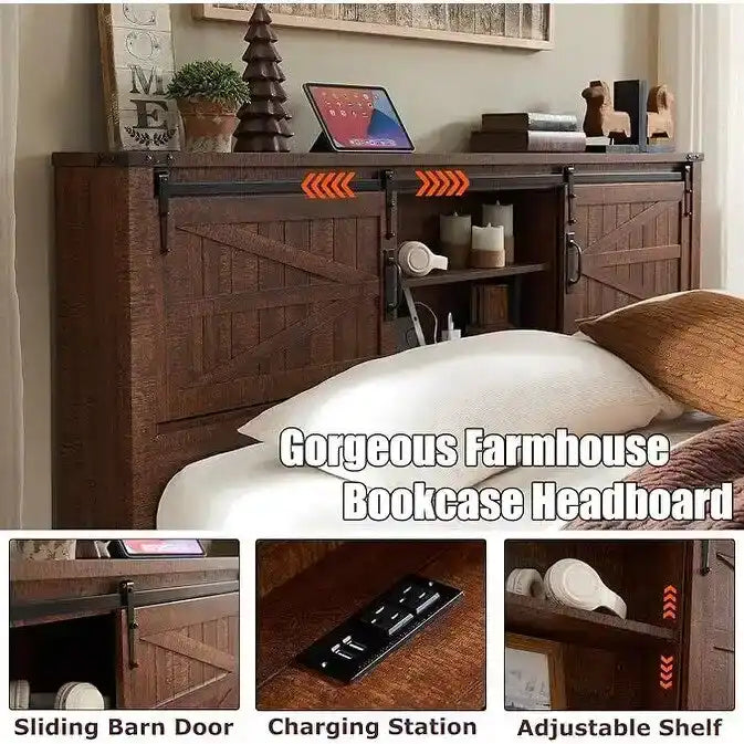 Farmhouse-style full-size bed frame