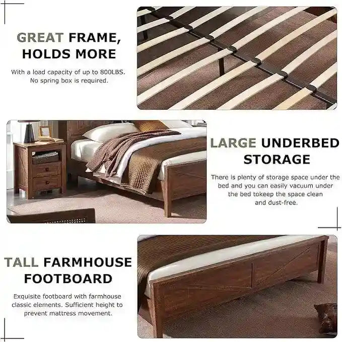 Farmhouse-style full-size bed frame