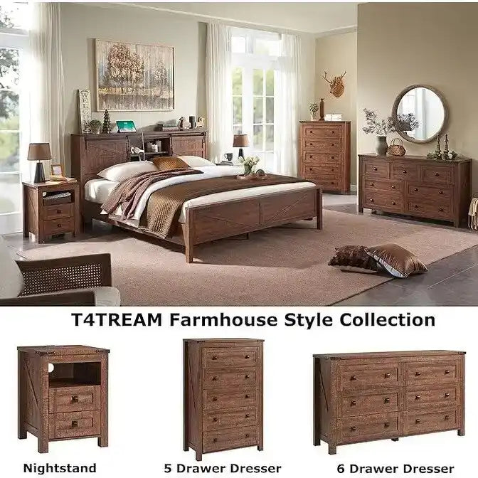Farmhouse-style full-size bed frame