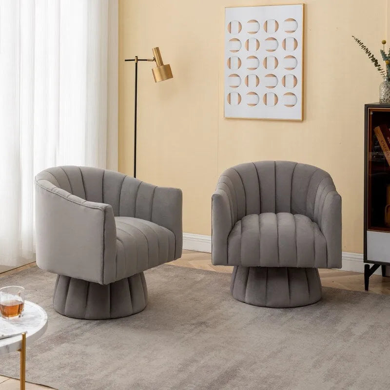 360-Degree Swivel Leisure Barrel Chair (Set of 2)