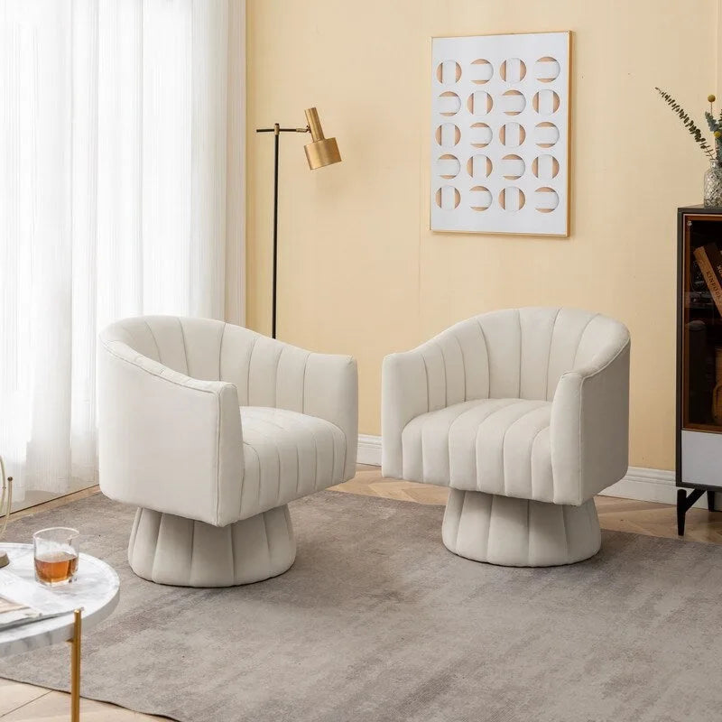 360-Degree Swivel Leisure Barrel Chair (Set of 2)