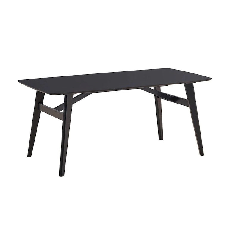 71 Inch Dining Table, Industrial Style, Rounded Corners, Black Wood