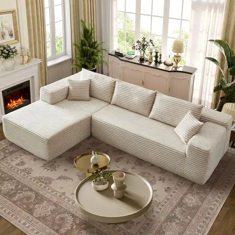 OVIOS Long Plush No Assembly Required Chaise Sofa