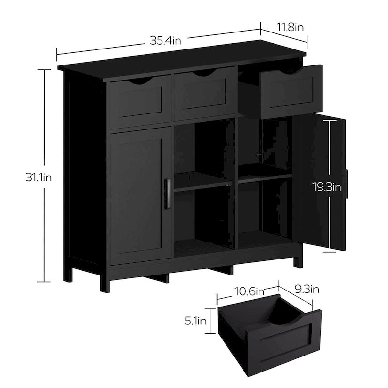 Buffet Sideboard Cabinet with doors and drawers, Coffee Bar Cabinet, Sideboard with Storage